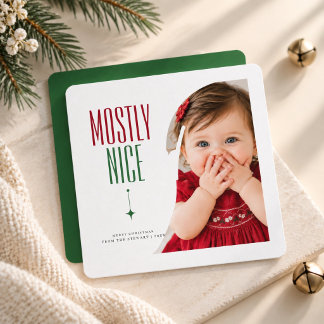 Mostly Nice Modern Baby Christmas Photo Holiday Card