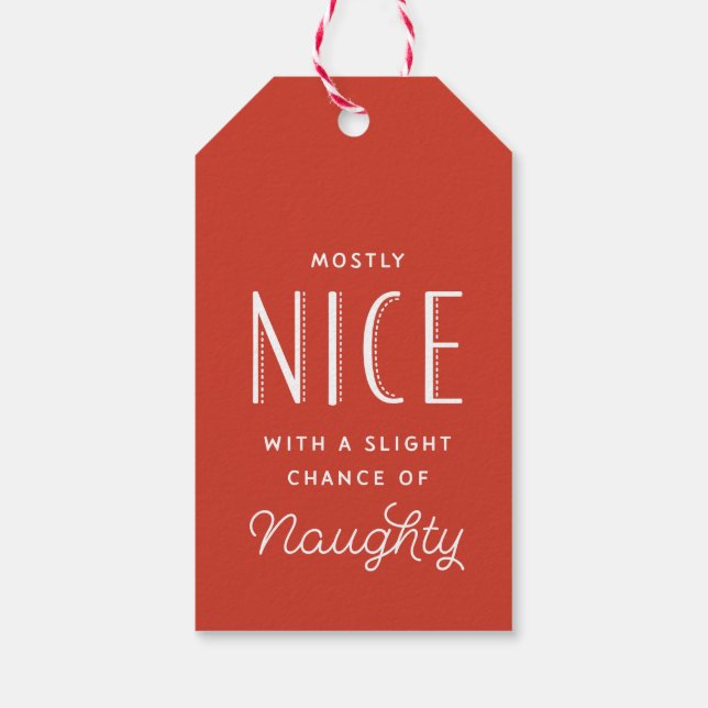 Mostly Nice Red Stripe Christmas Gift Tag (Back)