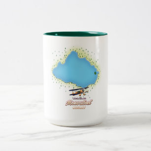 Mosvatnet Norway lake map art print. Two-Tone Coffee Mug