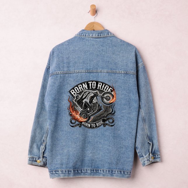 Motard - Born to ride flames Denim Jacket (Hangar)