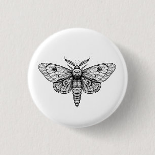 Moth 3 cm round badge