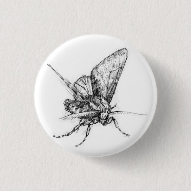 Moth 3 Cm Round Badge (Front)