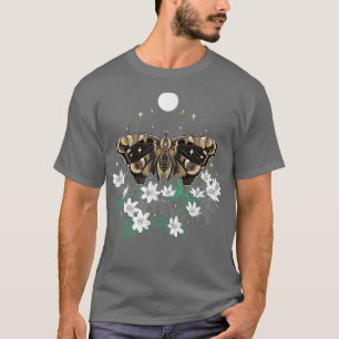 Moth at Night with Anemone Dark Spring Butterfly w T-Shirt