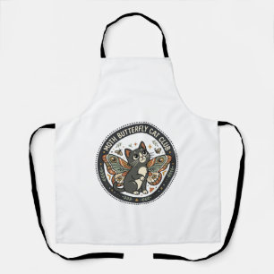 Moth Butterfly Cat POD Vector Art - Moth Butterfly Apron