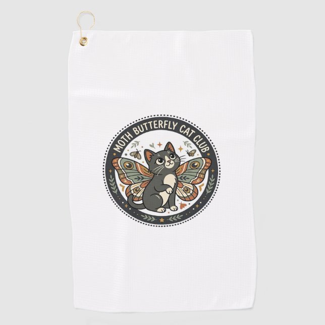 Moth Butterfly Cat POD Vector Art - Moth Butterfly Golf Towel (Front)