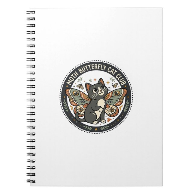 Moth Butterfly Cat POD Vector Art - Moth Butterfly Notebook (Front)