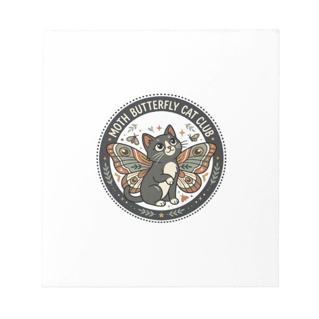 Moth Butterfly Cat POD Vector Art - Moth Butterfly Notepad (Front)
