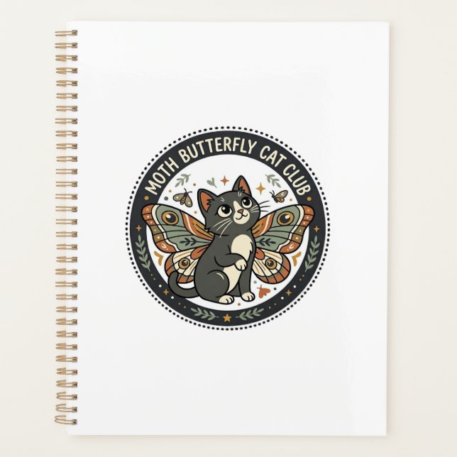 Moth Butterfly Cat POD Vector Art - Moth Butterfly Planner (Front)