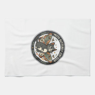 Moth Butterfly Cat POD Vector Art - Moth Butterfly Tea Towel