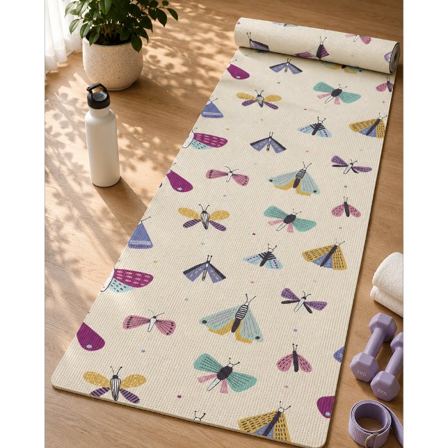 Moth Butterfly colourful Pattern Yoga Mat (Creator Uploaded)