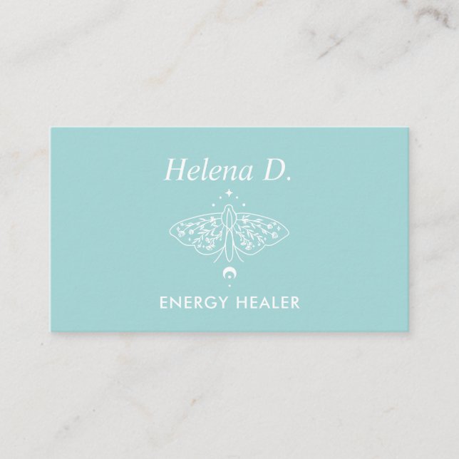 Moth Butterfly Moon Phase Reiki Practitioner Yoga Business Card (Front)