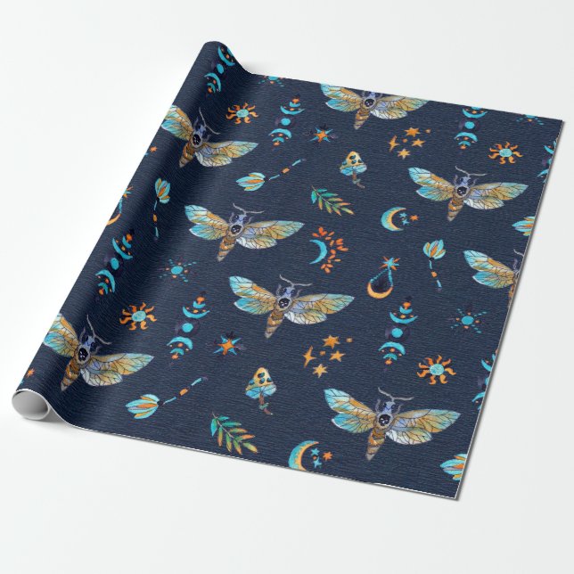 Moth Butterfly Wrapping Paper (Unrolled)