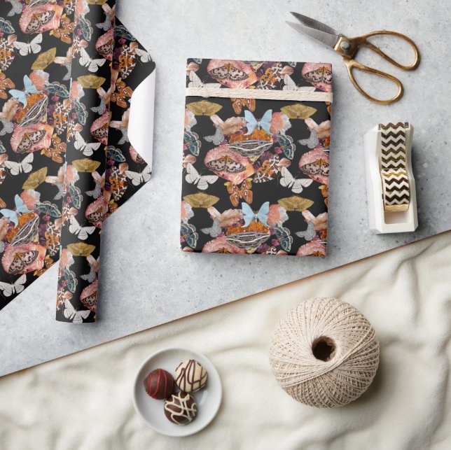 Moth Cotillion | Goblincore Witchy Wrapping Paper (Crafts)