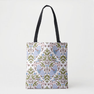 Moth floral pattern tote bag