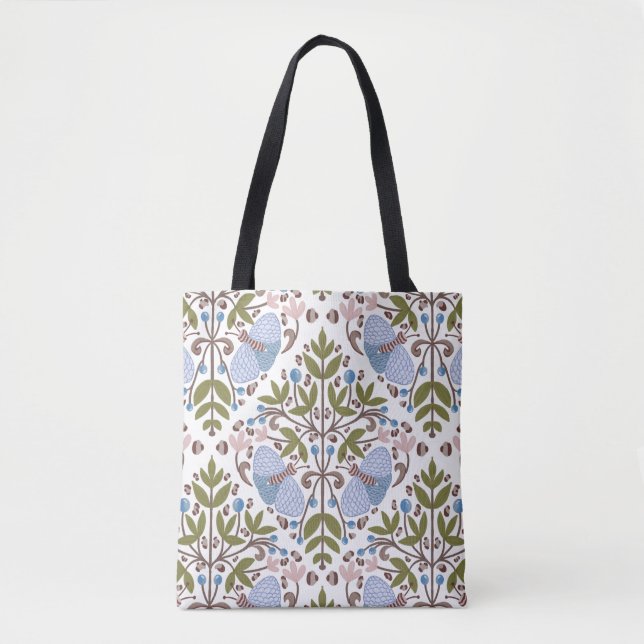 Moth floral pattern tote bag (Front)