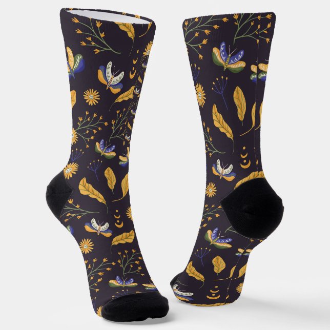 Moth Floral Socks (Angled)