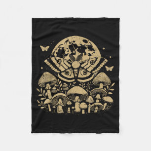 Moth Full Moon Mushroom Boho Aesthetic Occult Men Fleece Blanket