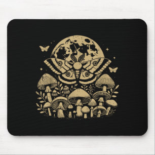 Moth Full Moon Mushroom Boho Aesthetic Occult Men Mouse Pad