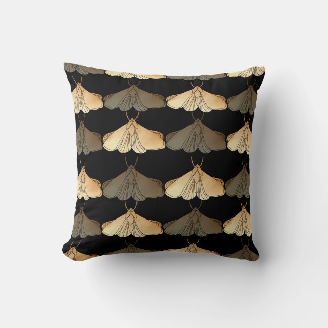 Moth in gold pattern cushion (Front)
