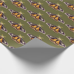Moth Insect Art Goblincore Saturnia Witchy Green Wrapping Paper