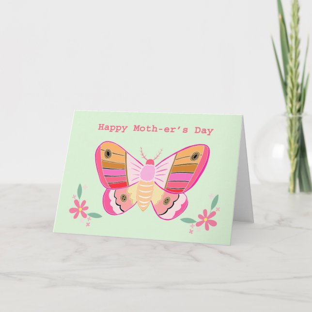 Moth lover mothers day card weird pretty moth pun  (Front)