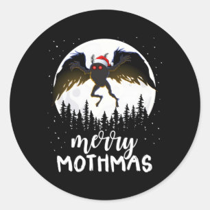 Moth Merry Mothmas Creepy Folklore Cryptid Classic Round Sticker