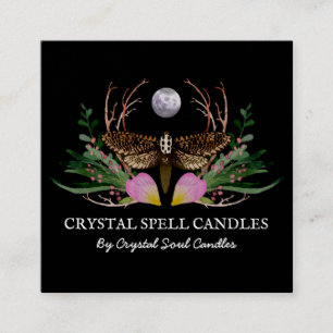 Moth Moon Candle Intention Spell Square Business Card