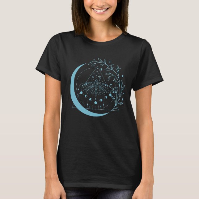 Moth Moon Flowers T-Shirt (Front)
