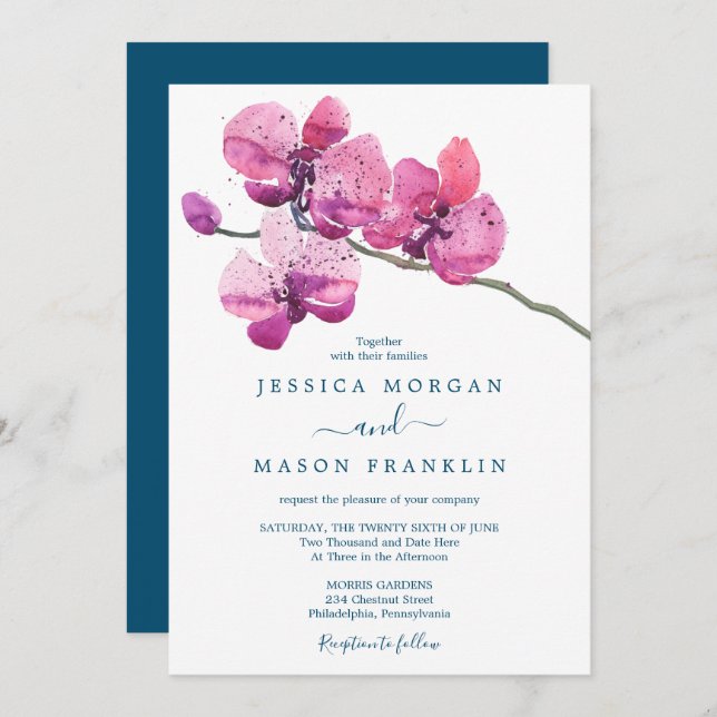 Moth Orchid Wedding Invitation Card (Front/Back)