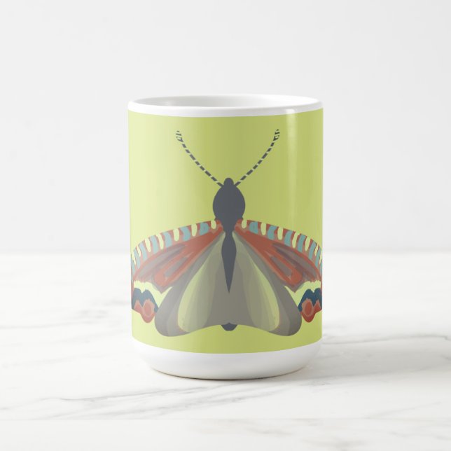 Moth painted green coffee mug (Center)