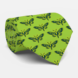 Moth Pattern - Dk Green and Yellow on Martian Grn Tie