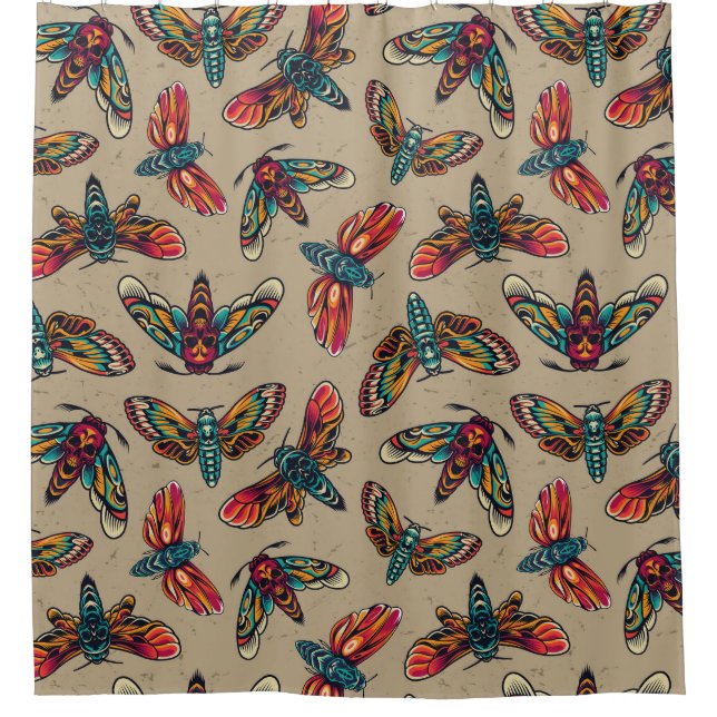 Moth Pattern Shower Curtain (Front)