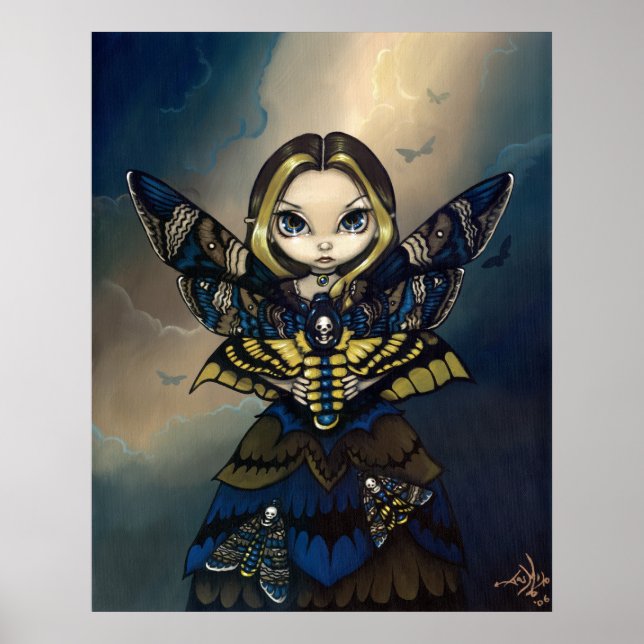 Moth Queen: Acherontia Atropos gothic fairy Print (Front)