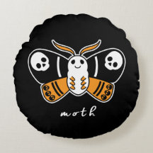 Moth Round Halloween Pillow