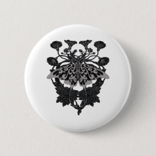 Moth Talisman - Whimsigoth Drawing - White Version 6 Cm Round Badge