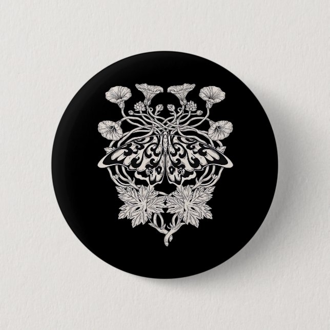 Moth Talisman - Whimsigoth Screenprint Style Drawi 6 Cm Round Badge (Front)