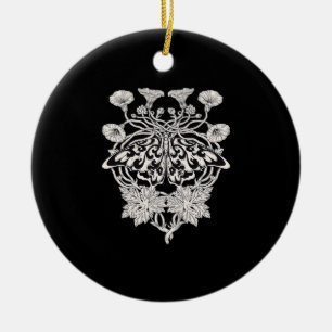 Moth Talisman - Whimsigoth Screenprint Style Drawi Ceramic Tree Decoration