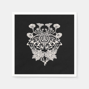 Moth Talisman - Whimsigoth Screenprint Style Drawi Napkin