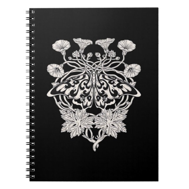 Moth Talisman - Whimsigoth Screenprint Style Drawi Notebook (Front)