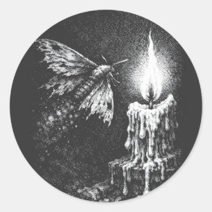 Moth to the Flame — by BurnsInHell Classic Round Sticker