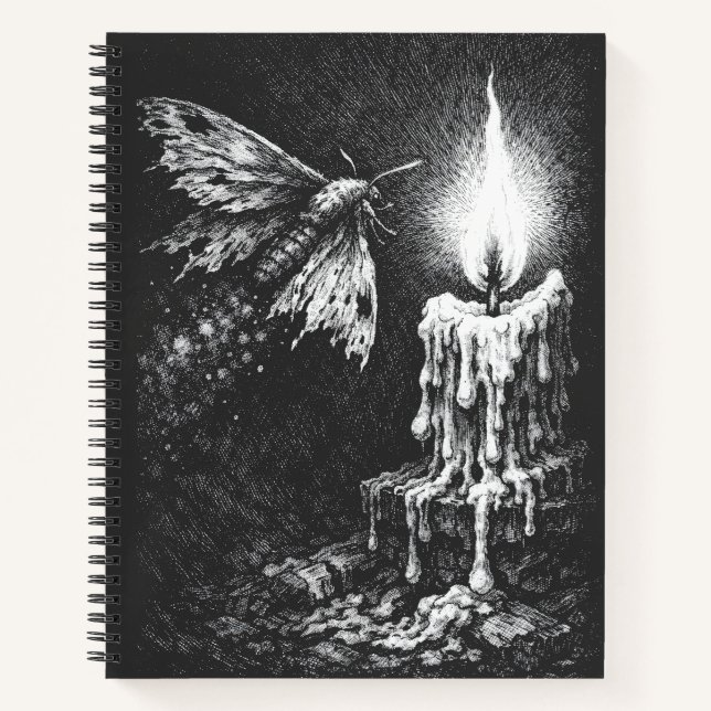 Moth to the Flame — by BurnsInHell Notebook (Front)