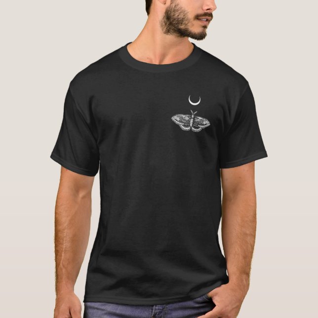 Moth with Crescent Moon Celestial Gothic Lunar Poc T-Shirt (Front)
