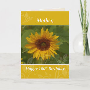 Mother 100th Year Sunflower Birthday Card