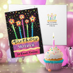 Mother 50th Birthday Cake  Card<br><div class="desc">Say happy birthday to your mother with this yellow,  pink and purple argyle cake and tall sparkling brightly coloured candles. Customise with the birthday year she's celebrating.</div>