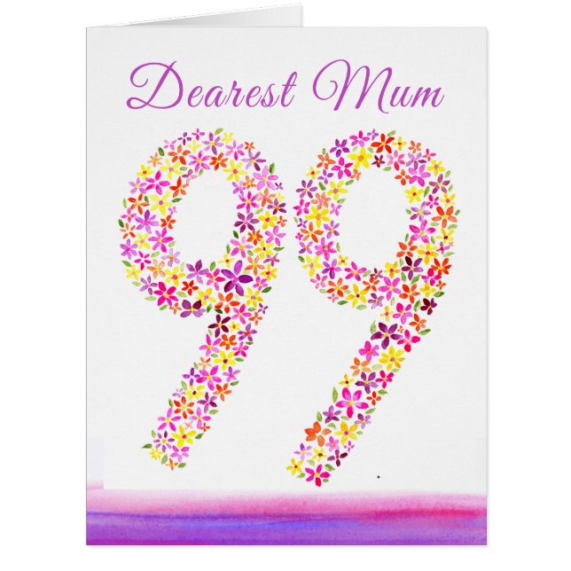 Mother 99th birthday card (Front)