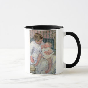Mother about to Wash her Sleepy Child, 1880 (oil o Mug