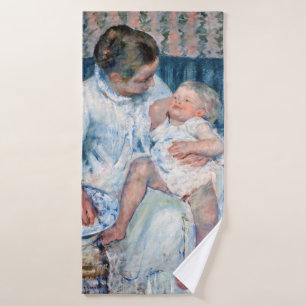 Mother About to Wash Her Sleepy Child, Cassatt Bath Towel