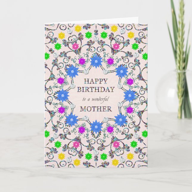Mother Abstract Flowers Birthday Card (Front)
