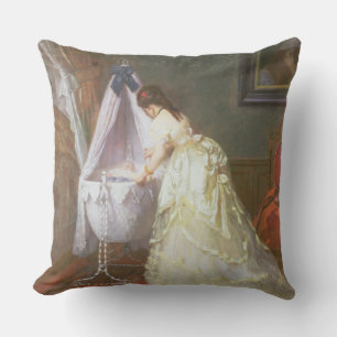 Mother and Baby, 1869 (oil on panel) Cushion