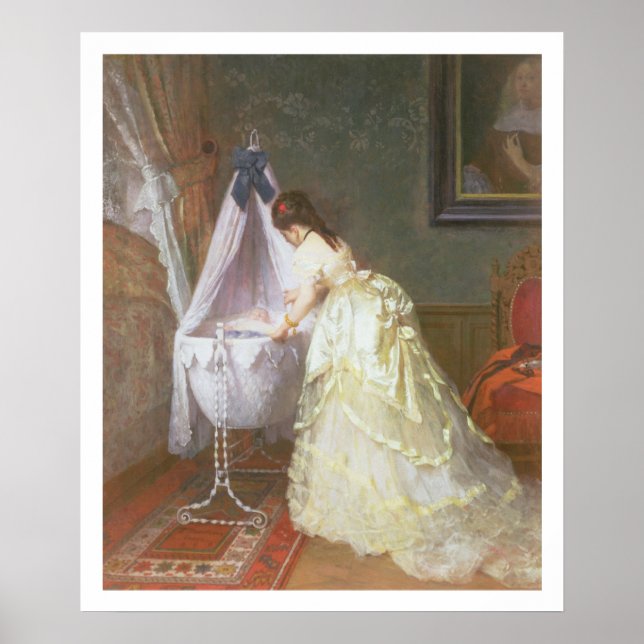 Mother and Baby, 1869 (oil on panel) Poster (Front)